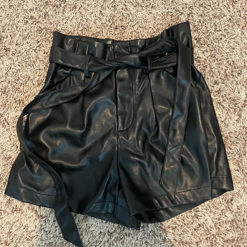 Black leather shorts